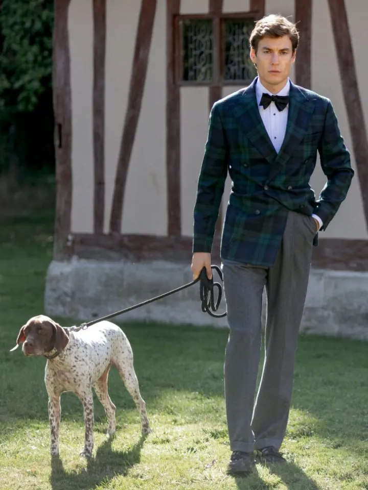 Blazer croisé tartan Glaz