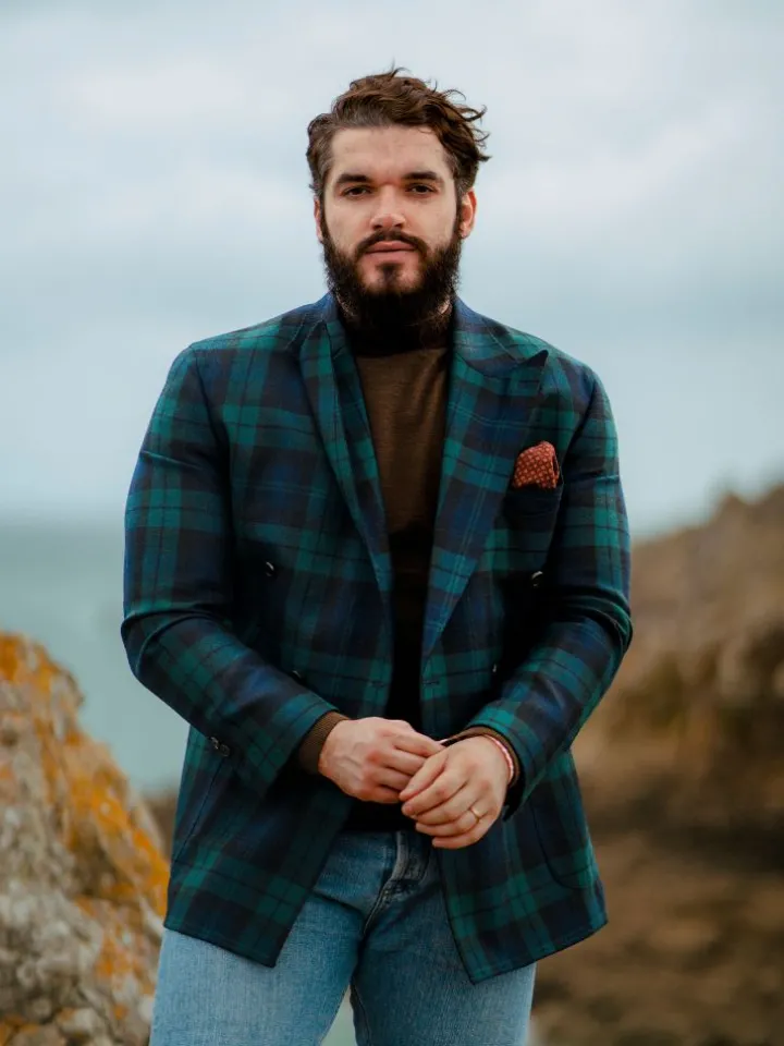 Blazer croisé tartan Glaz