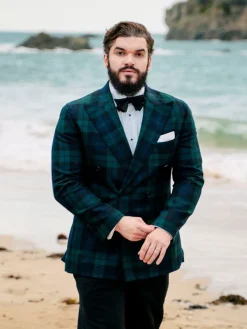 Blazer croisé tartan Glaz