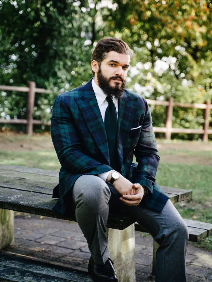Blazer croisé tartan Glaz