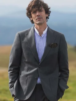 Blazer en flanelle gris laine et cachemire