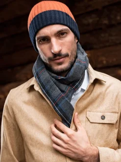 Bonnet bicolore bleu marine et rouille