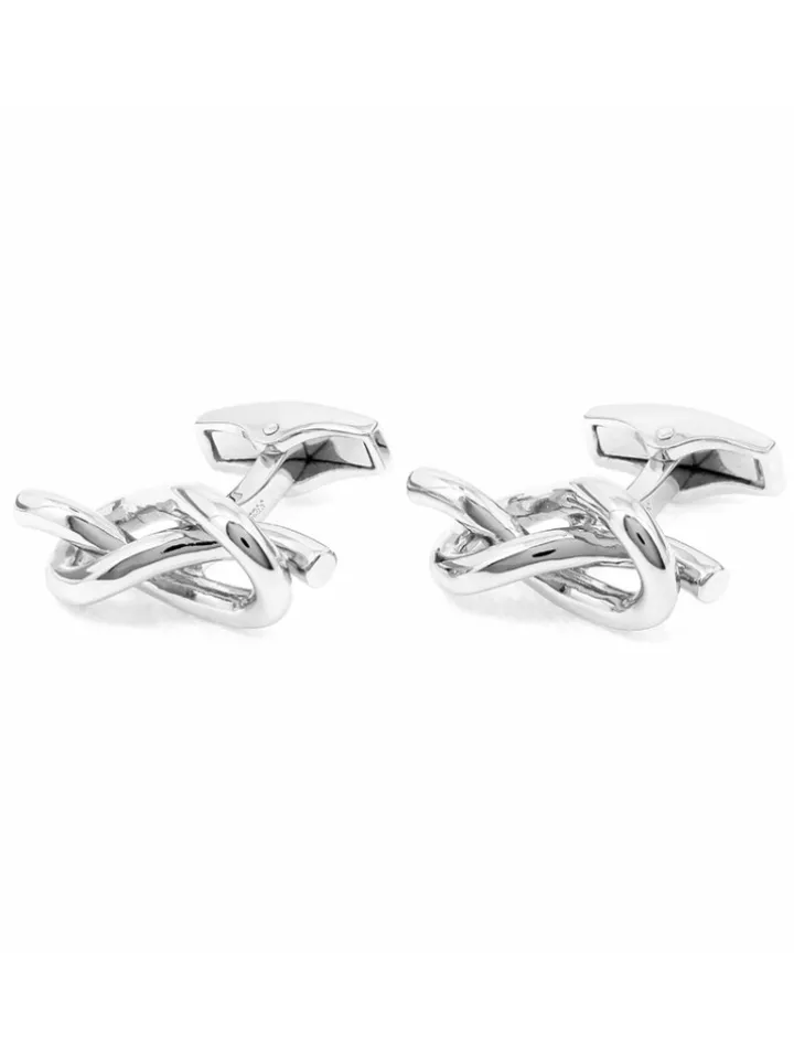 Boutons de manchette argent massif noeud d'amour