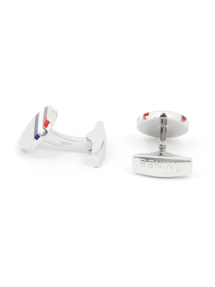 Boutons de manchette argent massif tricolores Cezembre