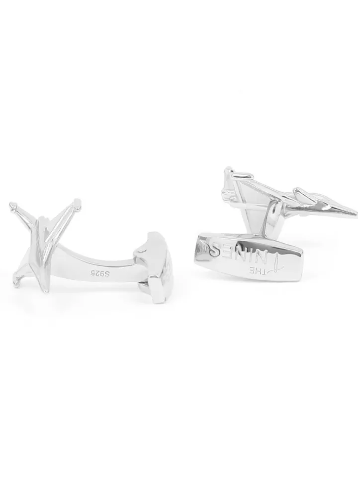 Boutons de manchette argent massif avion de chasse rafale