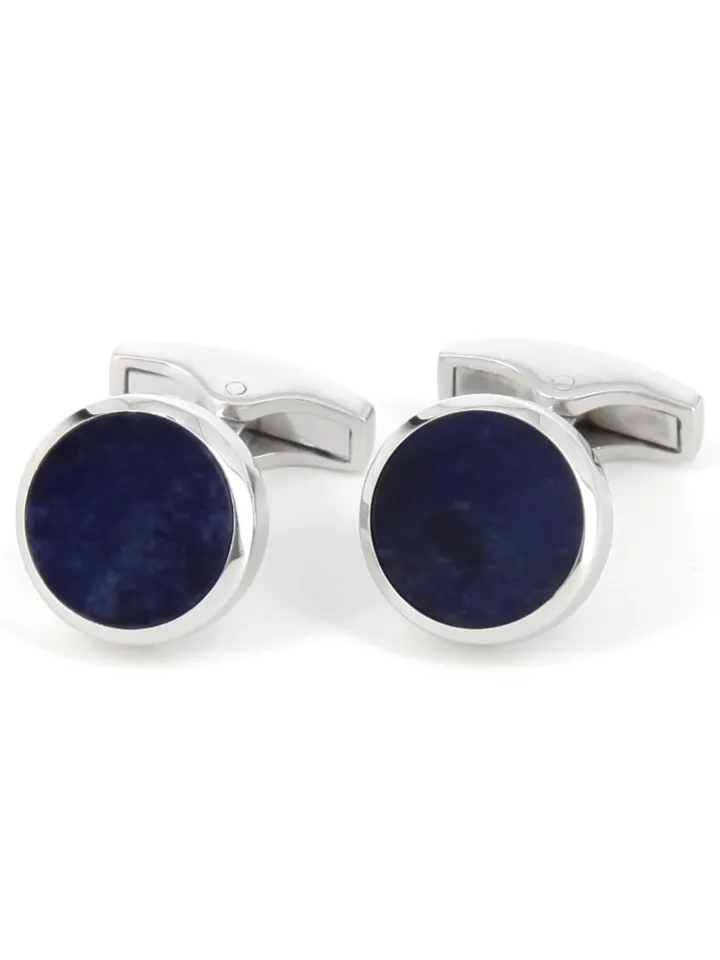 Boutons de manchette argent massif ronds sodalite Saint-Honoré