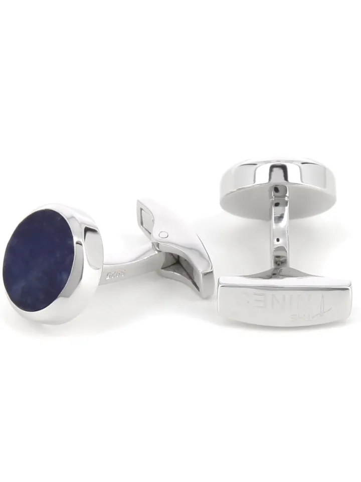 Boutons de manchette argent massif ronds sodalite Saint-Honoré