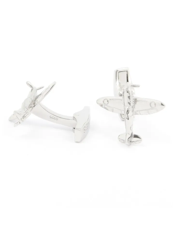 Boutons de manchette avion argent massif Spitfire