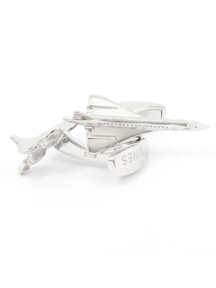 Boutons de manchette avion argent massif concorde