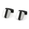 Boutons de manchette carrés argent et noir Rhodes
