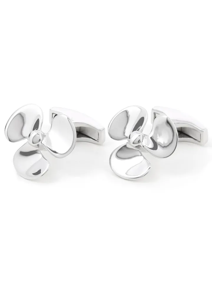 Boutons de manchette hélice en argent massif Brisbane