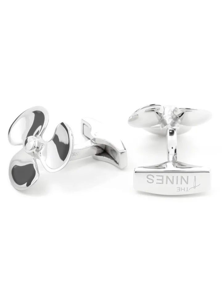 Boutons de manchette hélice en argent massif Brisbane