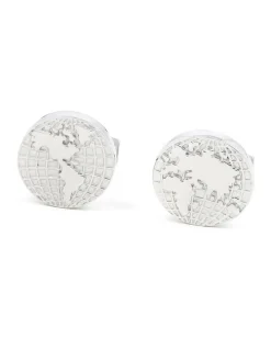Boutons de manchette mappemonde en argent massif globe trotter II