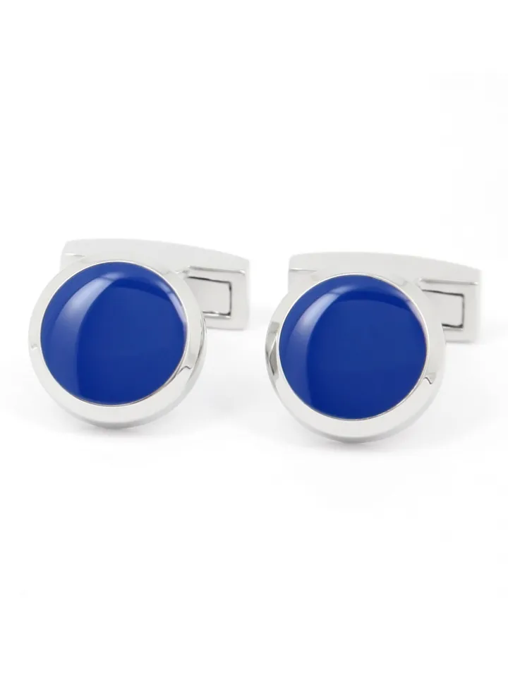 Boutons de manchette ronds bleus Montreux II