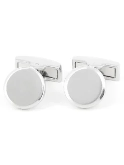 Boutons de manchette ronds argent brossé Montevideo