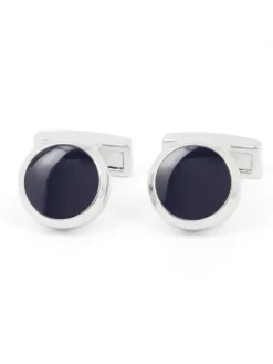 Boutons de manchette ronds bleu marine Montreux II