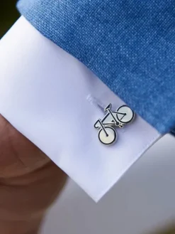 Boutons de manchette vélo de course bleu