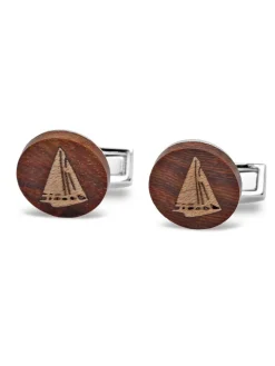 Boutons de manchette voilier Cap Lizard en bois