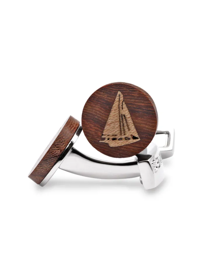 Boutons de manchette voilier Cap Lizard en bois