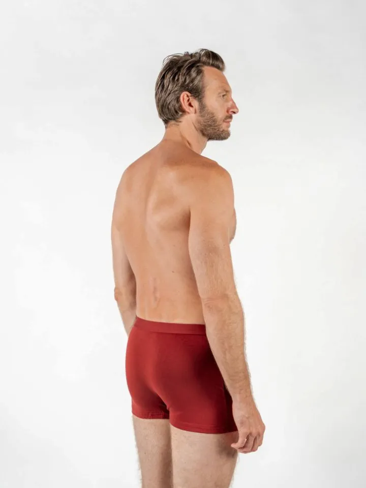 Boxer coton bio bordeaux
