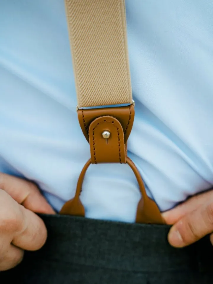 Bretelles homme beiges à boutons
