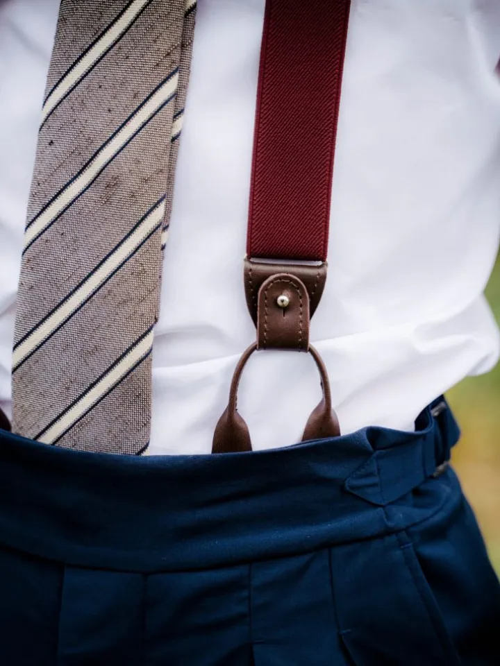 Bretelles homme bordeaux à boutons
