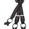 Bretelles homme rayées bleu marine et bordeaux à boutons