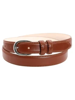 Ceinture fine marron boucle argentée en cuir - Gab