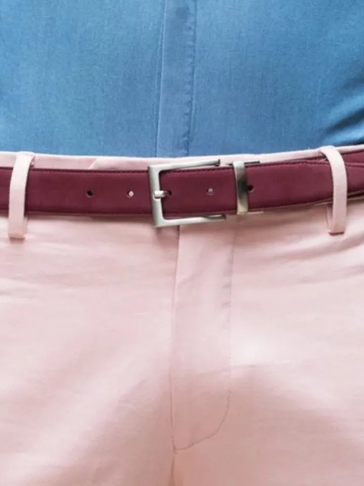 Ceinture réversible bordeaux cuir et nubuck - Clint