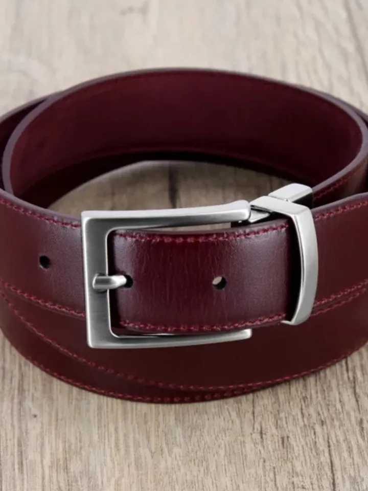 Ceinture réversible bordeaux cuir et nubuck - Clint