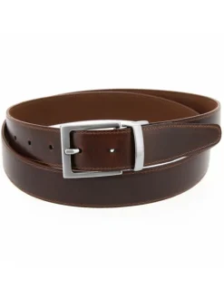 Ceinture réversible marron cuir et nubuck - Clint
