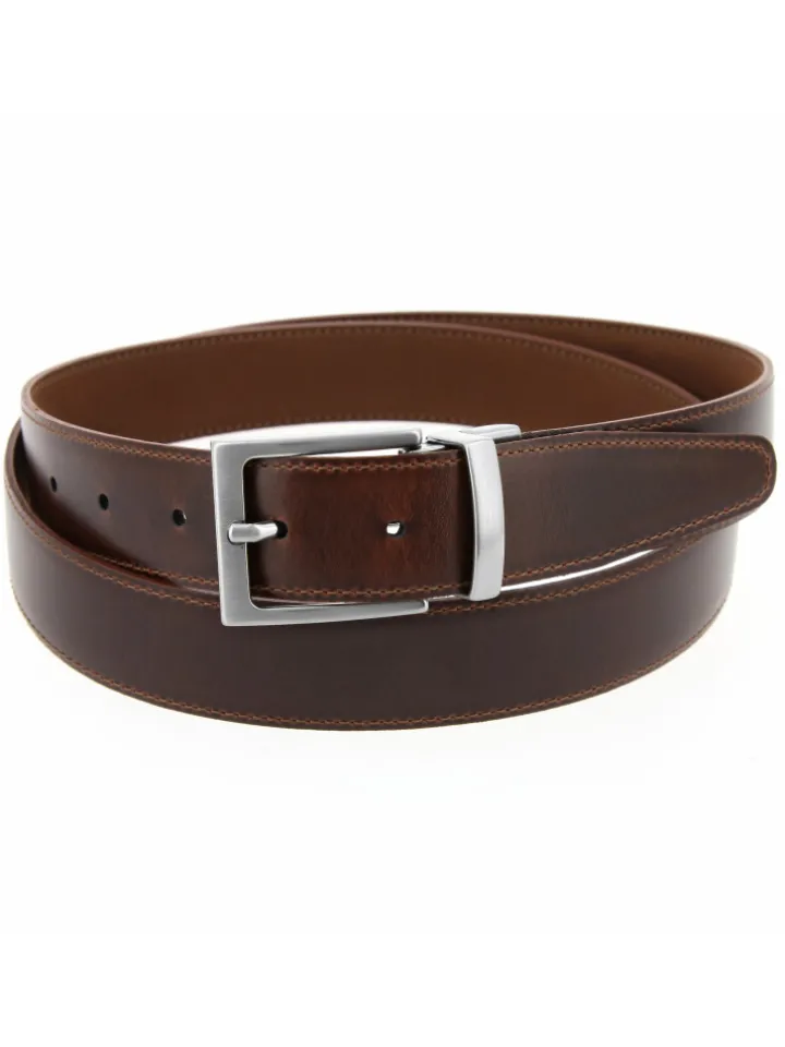Ceinture réversible marron cuir et nubuck - Clint