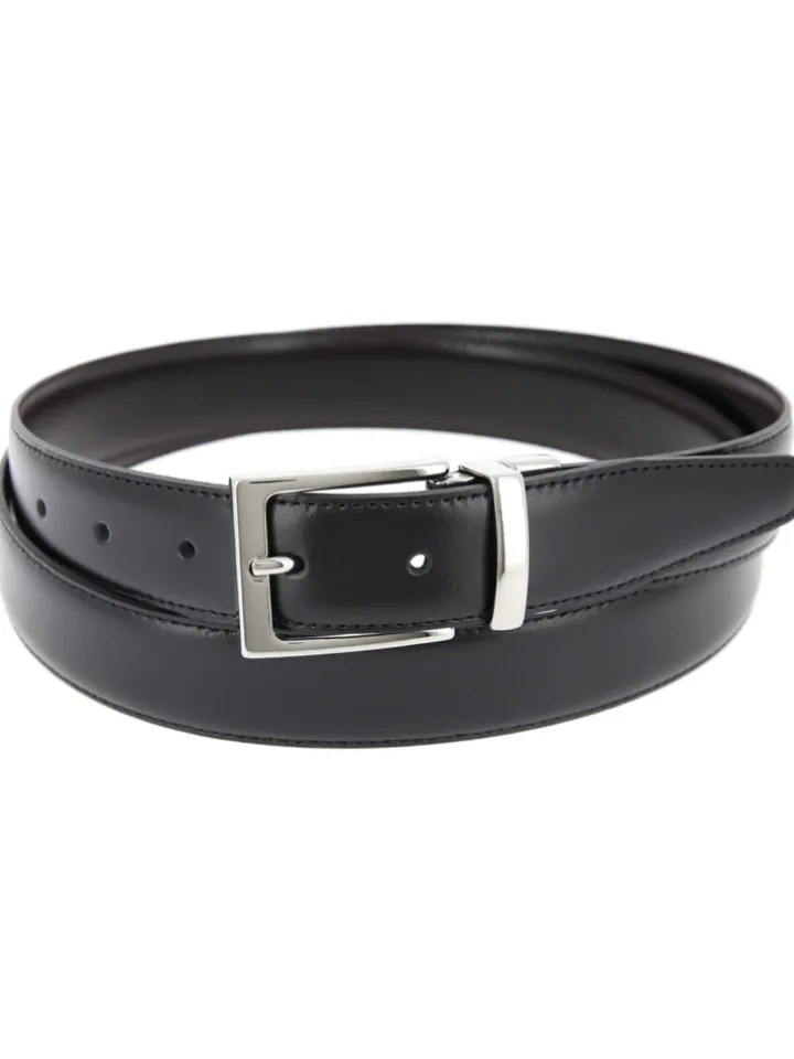 Ceinture réversible noire et marron foncé - James