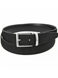 Ceinture réversible noire cuir et nubuck - Clint