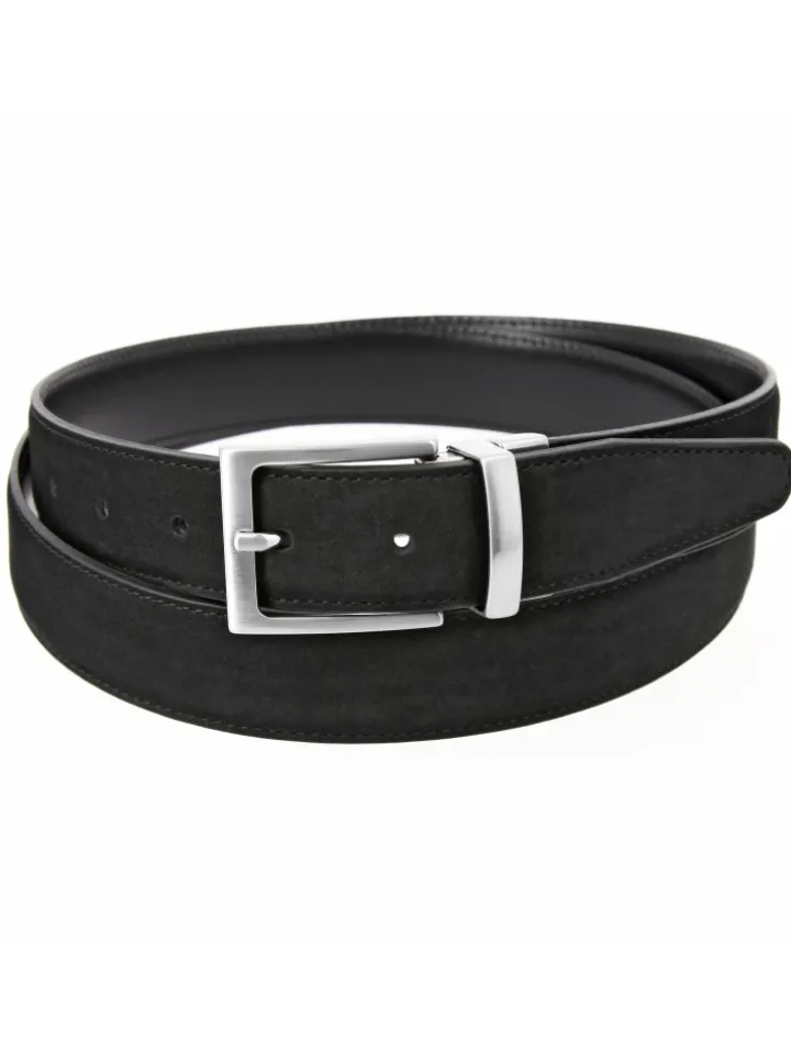 Ceinture réversible noire cuir et nubuck - Clint