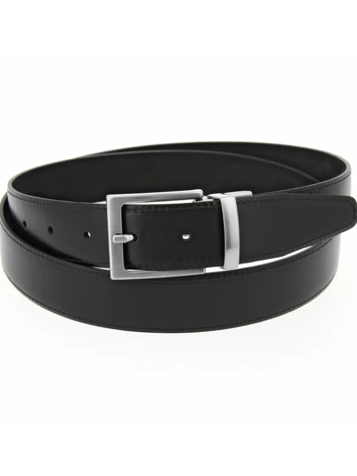 Ceinture réversible noire cuir et nubuck - Clint