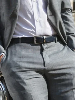 Ceinture réversible noire et bleu marine - James