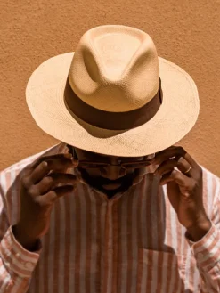 Chapeau panama havane galon marron