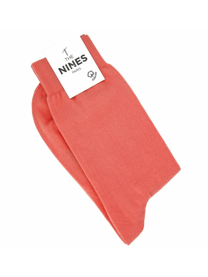 Chaussettes coton bio corail