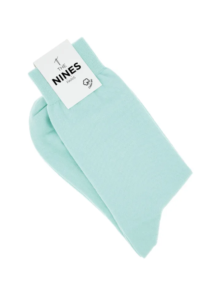 Chaussettes coton bio vert d’eau