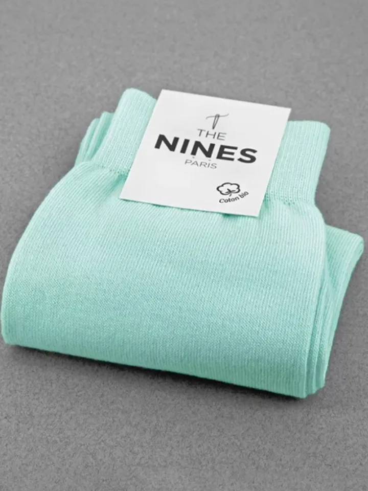 Chaussettes coton bio vert d’eau