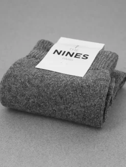 Chaussettes en cachemire gris chiné