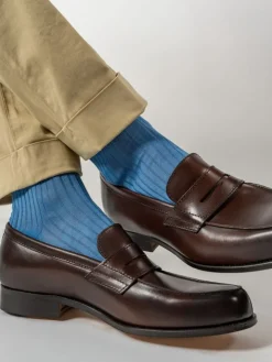 Chaussettes fil d'Écosse bleu azur