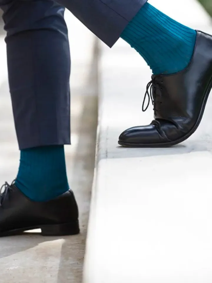 Chaussettes Fil d'Écosse bleu canard