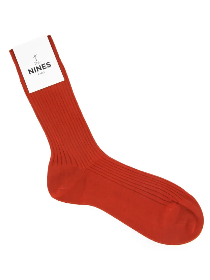 Chaussettes fil d'Écosse orange terre battue