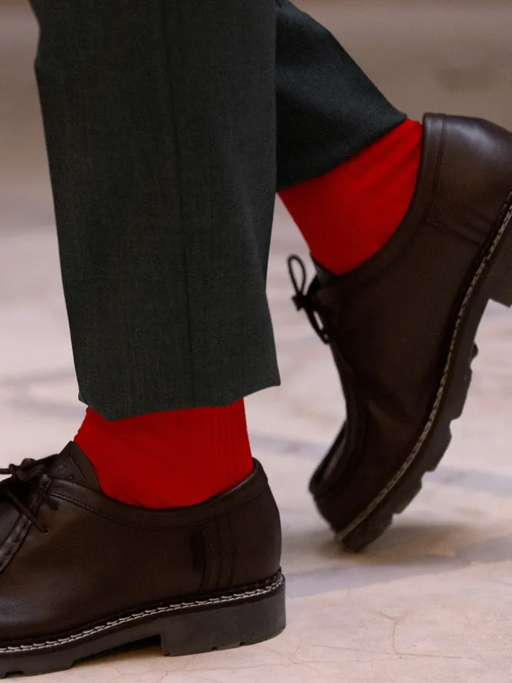 Chaussettes fil d'Écosse rouge passion
