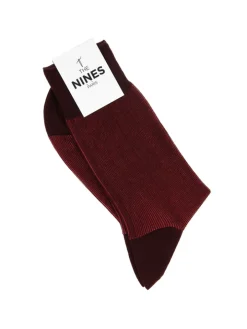 Chaussettes fil d'Écosse striées bordeaux