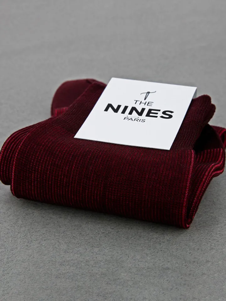 Chaussettes fil d'Écosse striées bordeaux