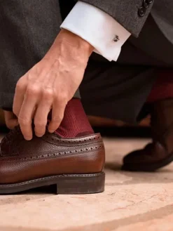 Chaussettes fil d'Écosse striées bordeaux