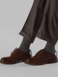 Chaussettes laine et cachemire gris et rouge